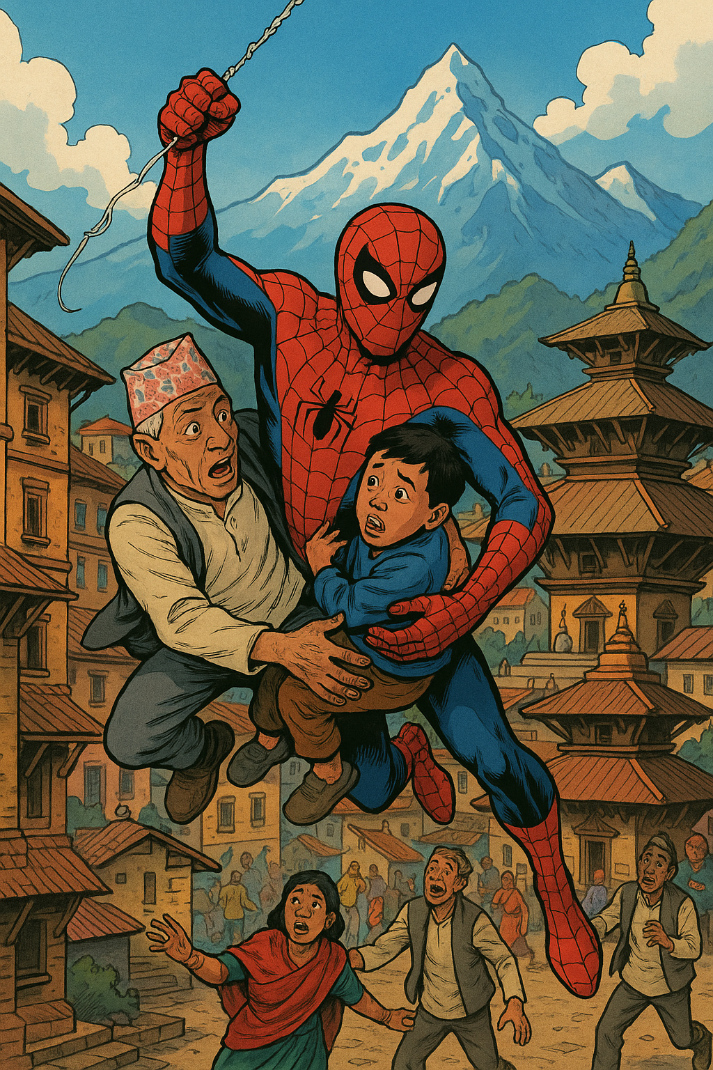 Handdrawn: Spiderman Saves People in Nepal